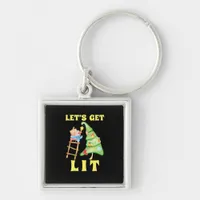 Let's Get Lit Funny Christmas Drinking Classic Keychain