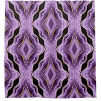 Purple Gold Black Abstract Shower Curtain