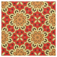 Red Yellow & Orange Mosaic Geometric Pattern Fabric