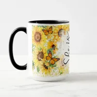 Inspirational Sunflowers and Butterflies Mug