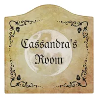 Whimsical Goth Full Moon Halloween Door Sign