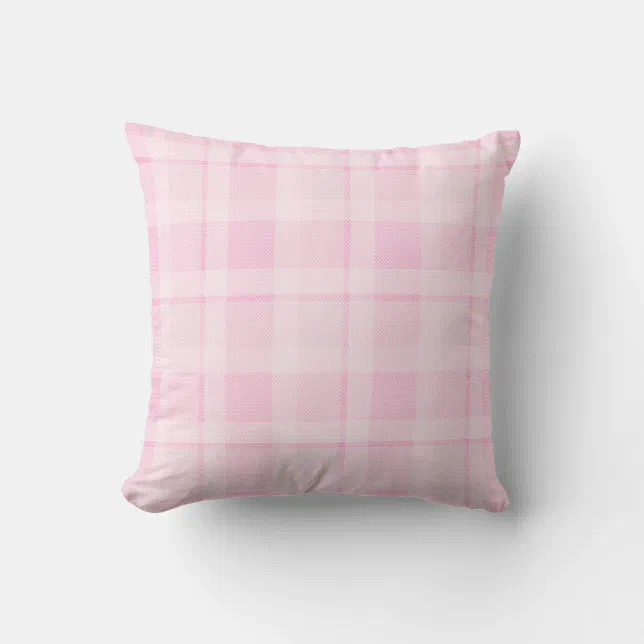 Pink Checked Fabric Throw Pillow