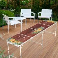 Brown wood sunflowers rustic monogram wedding beer pong table