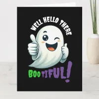 Funny Hey Boo-tiful! Cute Winking Ghost Card