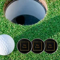 Business logo black golf ball marker