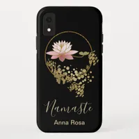 *~* Namaste Girly Lotus Gold Glitter Zen Black iPhone XR Case