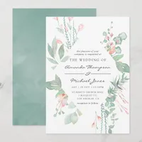 Pastel Blush Greenery Wedding Invitation