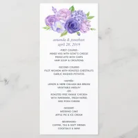 Ultra Violet Watercolor Floral Wedding Menu