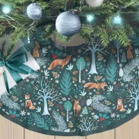 Winter Woodland Teal/Gold ID785 Brushed Polyester Tree Skirt