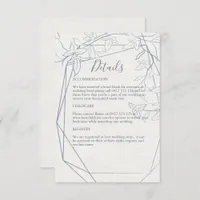 Elegant Vintage Blue Floral Frame | Linen Wedding Enclosure Card
