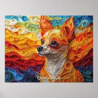 Chihuahua Quilling Art Dog Portrait Poster