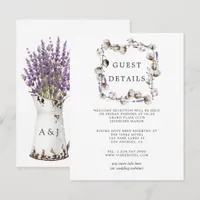 Watercolor Cotton Lavender Wedding Guest Details E Enclosure Card