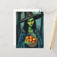 Cute Witch With Apples Postcard