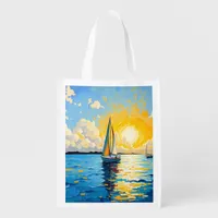 Sailboat at Sunset Grocery Bag