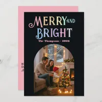 Merry & Bright Colorful Christmas Photo Holiday Card