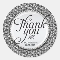 Abstract Tribal Black & White Thank You Stickers