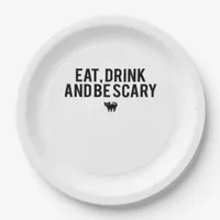 Eat Drink And Be Scary Halloween Fan Text Art Crea Paper Plates
