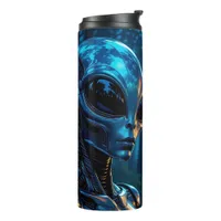 Hyper Realistic Alien and UFO in the Forest Thermal Tumbler