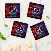 Sagittarius Capricorn Aquarius Pisces Zodiac Coaster Set