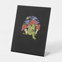 Book Fan Frog With Mushroom Hat Cottagecore Goblin Pedestal Sign