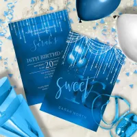 String Lights & Balloons Sweet 16 Dk Blue ID473 Invitation