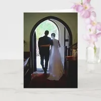 Just Married Church Wedding Photo Congratulations  Card