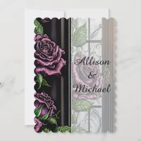 Purple roses by the window - gothic style invitation