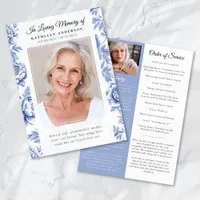 Blue Toile Photo Memorial Service Program