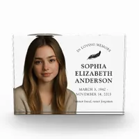 Elegant Modern Memorial Keepsake Tribute Sympathy Photo Block