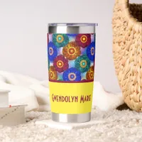 Stained Glass Abstract Red Green Blue Orange Insulated Tumbler