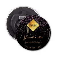 Graduation party graduate black purple bottle opener