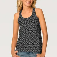 Gray + Black Swirls Pattern Women's Tank Top