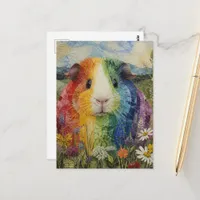 Colorful Guinea Pig in the Meadow Postcard