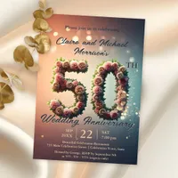 Elegant Floral 50th Wedding Anniversary  Invitation