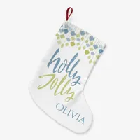 Modern Holly Jolly Minimalist Holiday Baubles Small Christmas Stocking