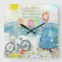 FRIENDS ARE ANGELS SQUARE CLOCK