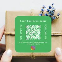 Business name green qr code Instagram Square Sticker