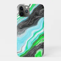 Lime Green and Blue Marble like Swirls   iPhone 11 Pro Case