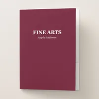 Personalized Burgundy School Subject Pocket Folder