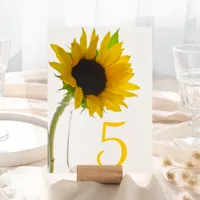 Yellow Sunflower on White Table Numbers