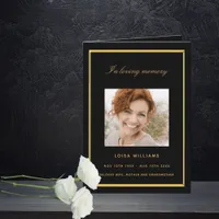 Black gold photo funeral program
