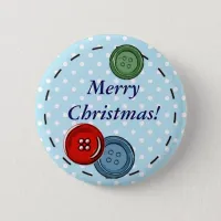 Merry Christmas Pin with Cute Buttons & Stitching