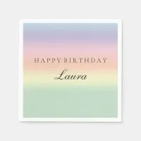 Pastel Watercolor Happy Birthday Party Paper Napkins