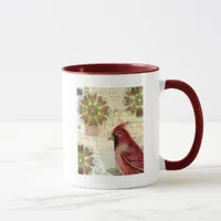 Collaged Old Letters and Postcards with Bird Mug