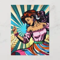 Pretty Woman Dancing Salsa Pop Art Postcard