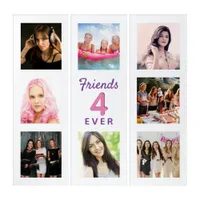 Photo collage friends forever white pink modern triptych