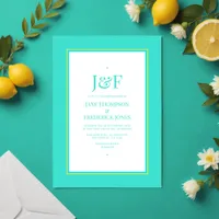 Turquoise and Lemon Yellow Wedding Invitation