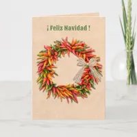 Southwest Chile Wreath Feliz Navidad Christmas Card