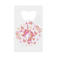 Unicorn in Pink and Orange Credit Card Bottle Opener