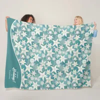 Stylized Starfish & Sand Dollars Pattern#25 ID1009 Fleece Blanket